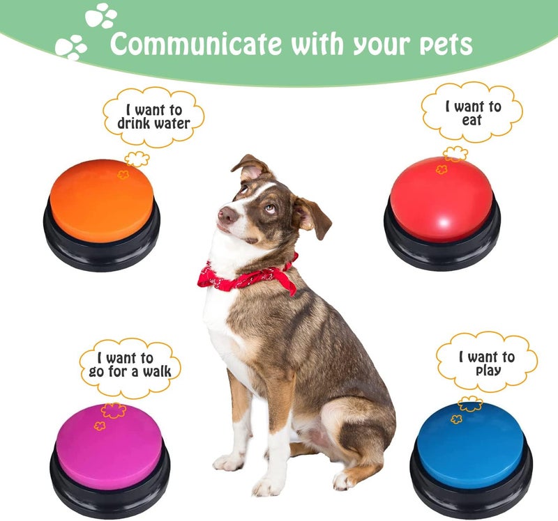 Finest + Voice Recording Button for Communication Pet Training Buzzer, 30 Second Record&Playback Dog Toy, Voice Recording Clicker for Cat, Puppy, Pet Trainin, Funny Gift for Study Office Home 4 Pcs - Image 2